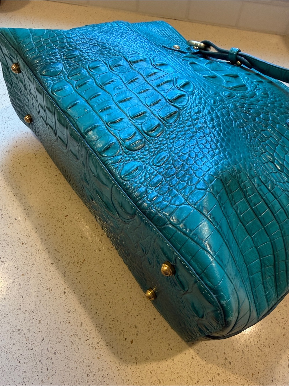 Brahmin Medium Asher Tote Ocean Melbourne Croc-Embossed Leather - Picture 3 of 7